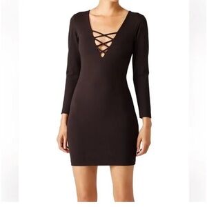 Amanda Uprichard lattice vneck long sleeve dress